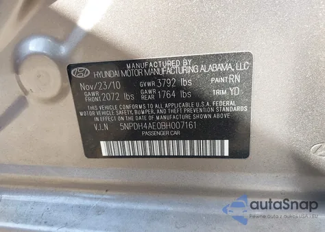 2011 Hyundai Elantra Limited z USA, uszkodzony, nr VIN 5NPDH4AE0BH007161